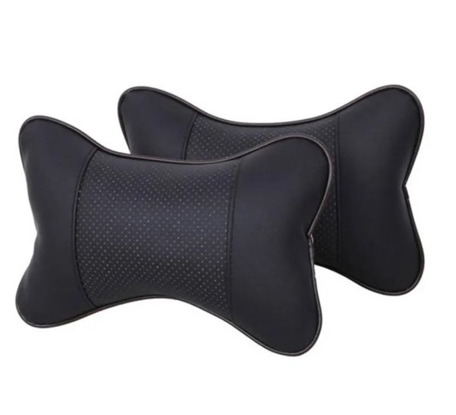 Almohadas universales de cuero Pu para el cuello del coche, reposacabezas para aliviar el dolor de cabeza, relleno de fibra, paquete de 1 piezas