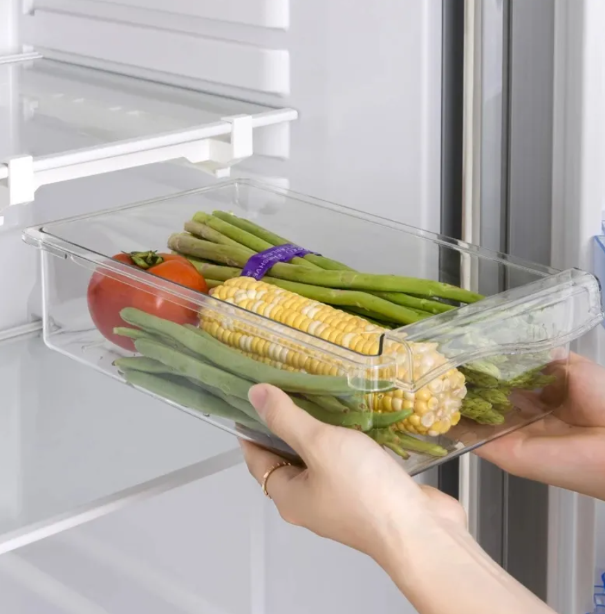 Organizador de refrigerador de frutas, estante de almacenamiento de huevos debajo del estante, cajón de refrigerador, caja de mantenimiento fresco, organizador de cocina