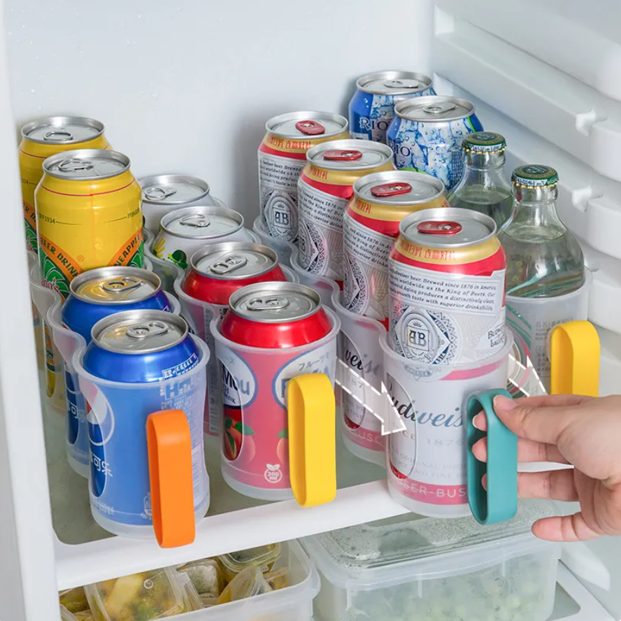 Organizador de latas de bebidas, estante de refrigeración de cerveza, caja de almacenamiento de cocina para el hogar, 4 agujeros